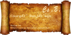 Csurgó Benjámin névjegykártya